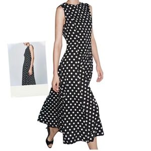 Basic Editions Vintage Polka Dot Dress Black White Corset Back Cotton Small